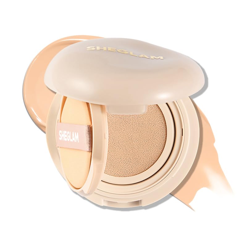 SHEGLAM Lock & Go Long-Lasting Cushion Foundation Soft Matte Weightless Waterproof for Flawless Base Makeup-Porcelain